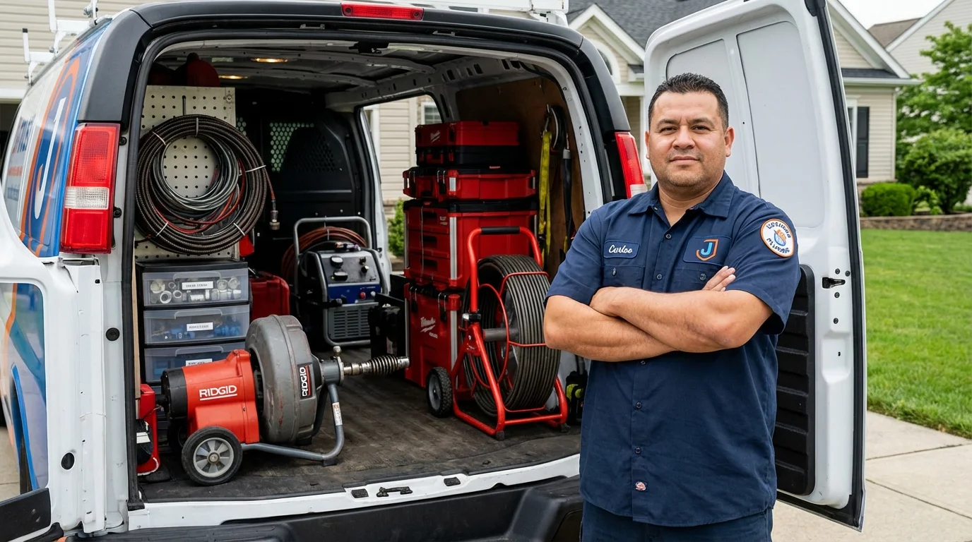 Professional drain cleaning equipment and Johns Plumbing LLC plumber in Galveston